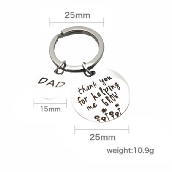 Thank You For Helping Me Grow Dad Key Chain Silver - Picture 3 of 6
